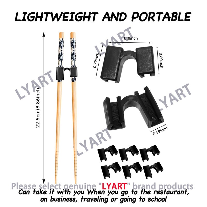LYART 7 Pairs Reusable Training Chopsticks Helpers for Kids Adults Trainers Beginner and Each Age Learner  Non-Slip and Portable Practice Wooden Chopsticks Hinges Connector Set (1.Japanese stamp) - Image 4